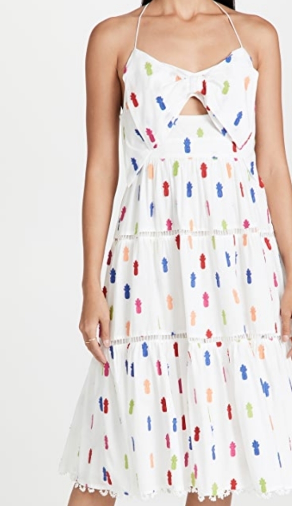 NWT Anthropologie Farm Rio Multicolor Pineapple Midi Dress - Medium - Picture 2 of 12